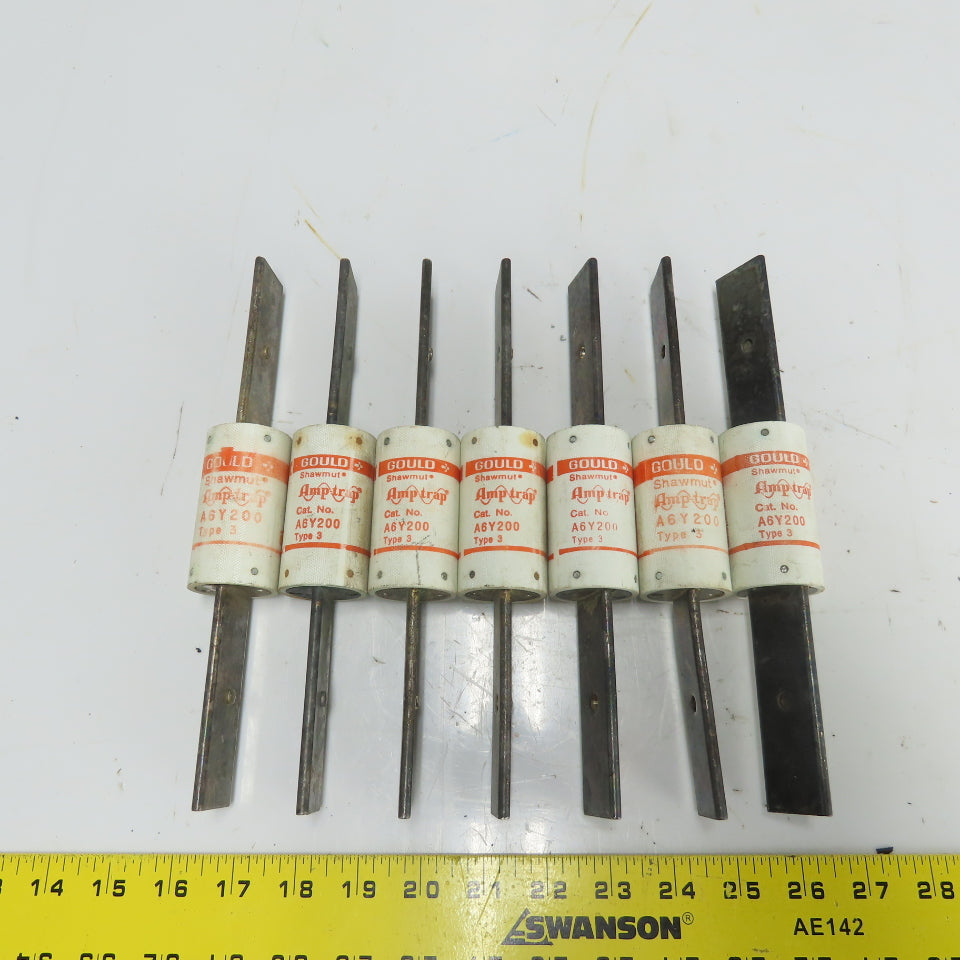 Gould A6Y200 Type 3 200A 600V Fuse Lot Of 7