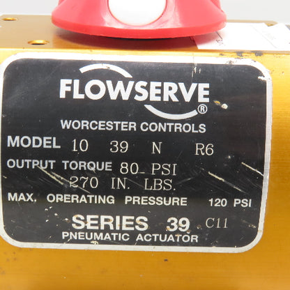 Flowserve 10 39 N R6 Pneumatic Valve Actuator 80PSI W/ Mount MK501