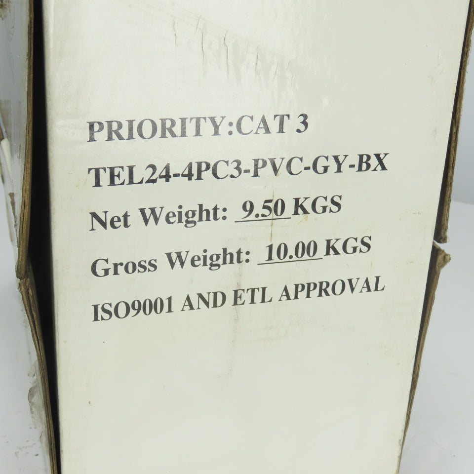 Priority Wirw & Cable TEL24-4PC3PVC-GY-BX CAT3 Wire 19LBS