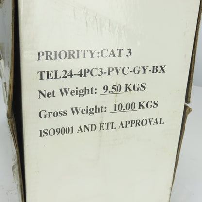 Priority Wirw & Cable TEL24-4PC3PVC-GY-BX CAT3 Wire 19LBS