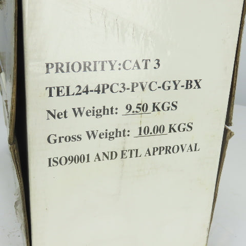 Priority Wirw & Cable TEL24-4PC3PVC-GY-BX CAT3 Wire 19LBS