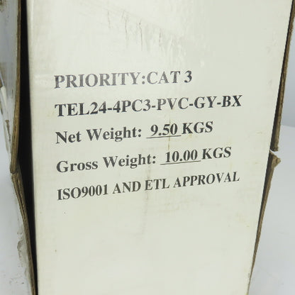 Priority Wirw & Cable TEL24-4PC3PVC-GY-BX CAT3 Wire 19LBS