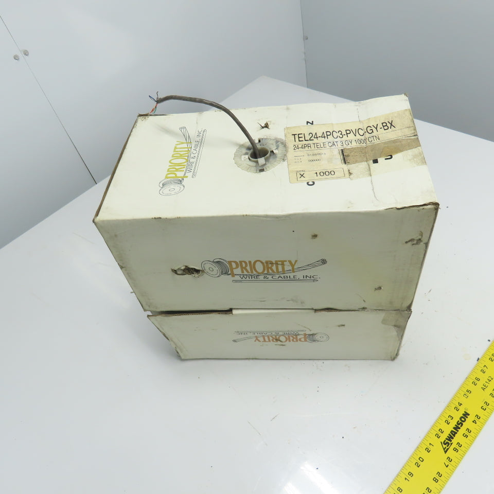 Priority Wirw & Cable TEL24-4PC3PVC-GY-BX CAT3 Wire 19LBS