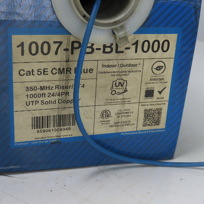 Syston Cable Technology 1007-PB-BL-1000 Cat 5E CMR Blue Copper 17LBS 24AWG