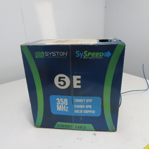 Syston Cable Technology 1007-PB-BL-1000 Cat 5E CMR Blue Copper 17LBS 24AWG