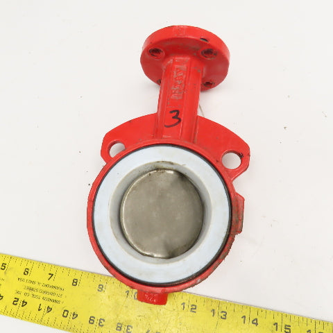 Bray 3" Wafer Mount Butterfly Valve PTFE Lined