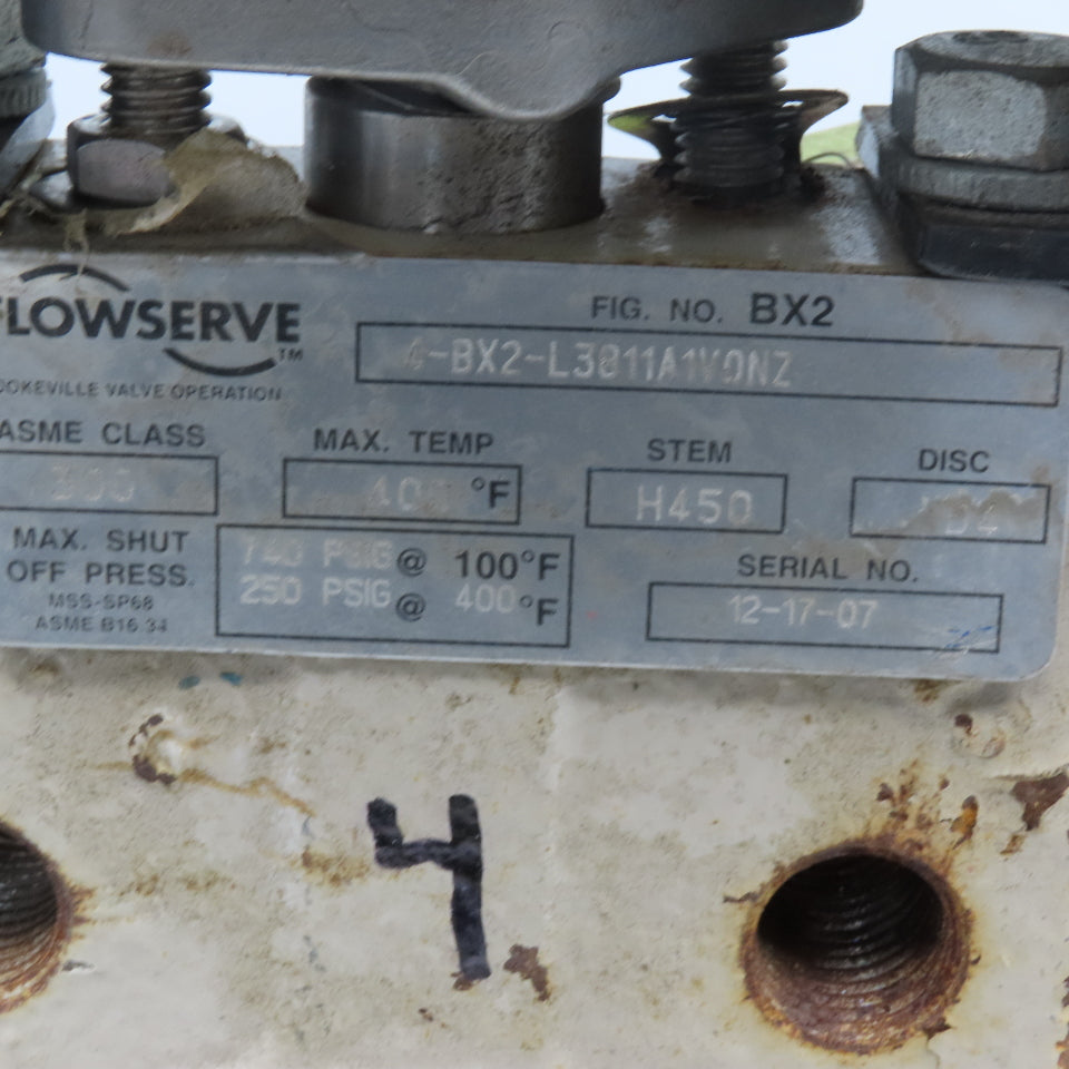 Flowserve 4-BX2-L3811A1V0NZ 4" Class 300 Lug Mount Butterfly Valve
