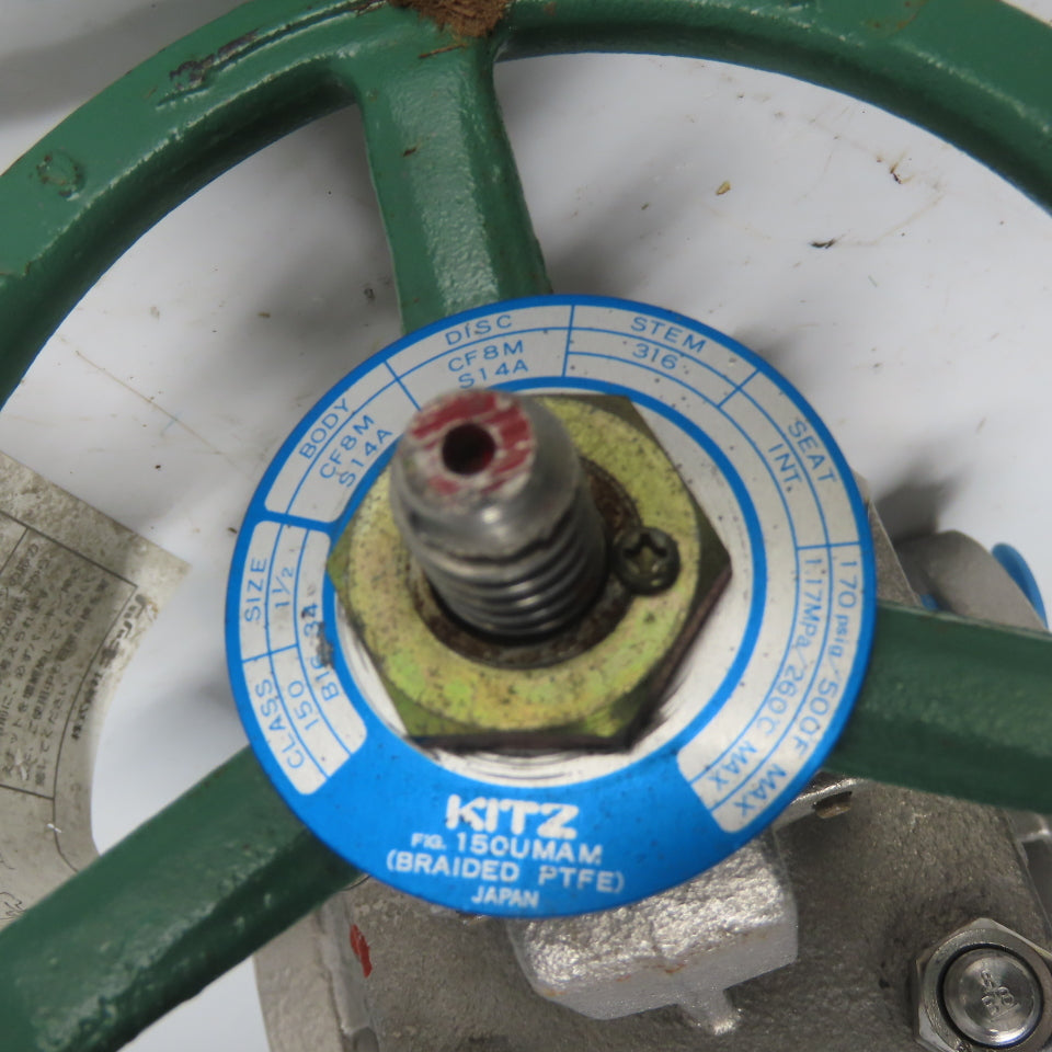 Kitz 150UMAM 1-1/2" Class 150 Stainless Gate Valve CF8M 170PSIG Stem 316