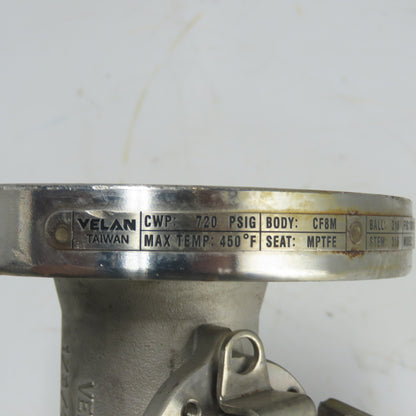 Velan W330 Ball Valve CF8M Seat MPTFE 720PSIG 316 Ball Stem