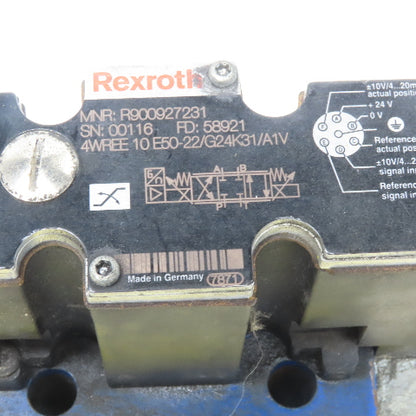 Rexroth MNR R900092731 Hydraulic Proportional Control Valve 24V Coils