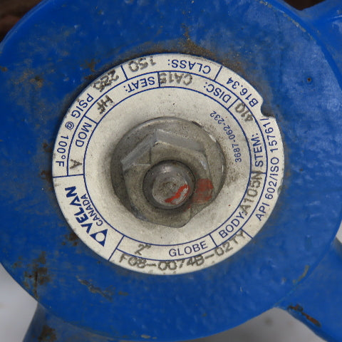 Velan F08-0074B-02TY 2" Globe Valve Class 150 Body A105N Stem 410 225PSIG