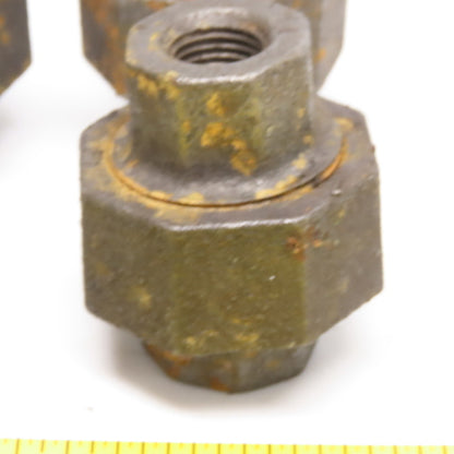 Grinnell Union 1/4" NPT Class 150 Black Pipe Malleable Iron Fitting Lot of 6