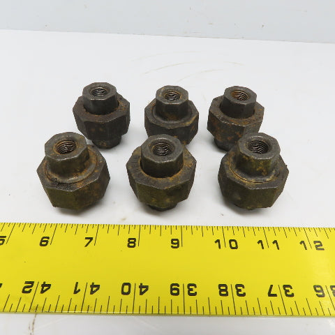 Grinnell Union 1/4" NPT Class 150 Black Pipe Malleable Iron Fitting Lot of 6