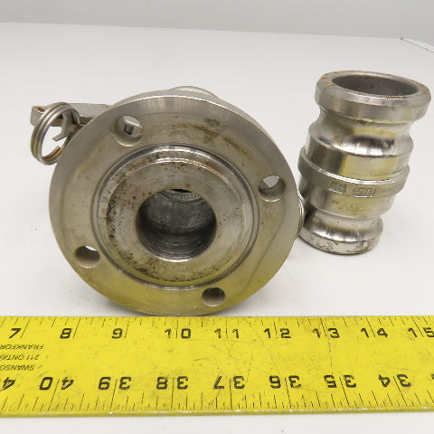Autolok 733-DL 1-1/2" Flange Mount Stainless Steel Quick Clamp Camlock Assembly