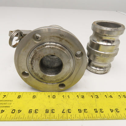 Autolok 733-DL 1-1/2" Flange Mount Stainless Steel Quick Clamp Camlock Assembly