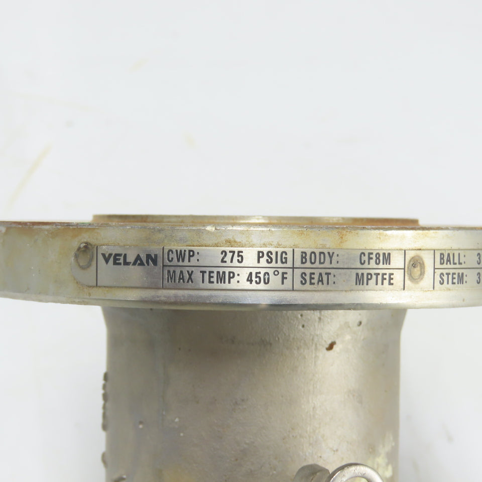 Velan 1-1/2" Ball Valve CF8M Seat MPTFE 720PSIG 316 Ball Stem 00313-SSEAE