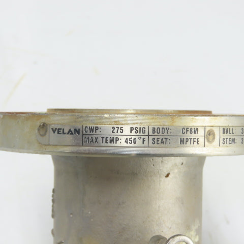 Velan 1-1/2" Ball Valve CF8M Seat MPTFE 720PSIG 316 Ball Stem 00313-SSEAE