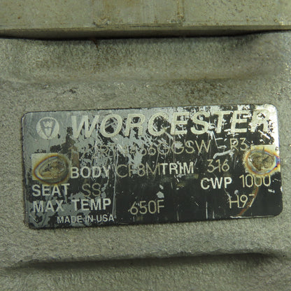 Worcester PT4466GGSW 1-1/2" Ball Valve CF8M Trim 316 Seat SS CWP1000