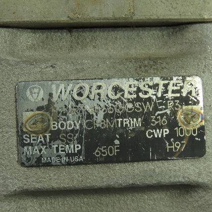 Worcester PT4466GGSW 1-1/2" Ball Valve CF8M Trim 316 Seat SS CWP1000