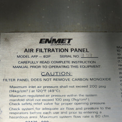 Enmet AFP-82P Air Filtration Panel 120V 1Ph ISA-36RAL