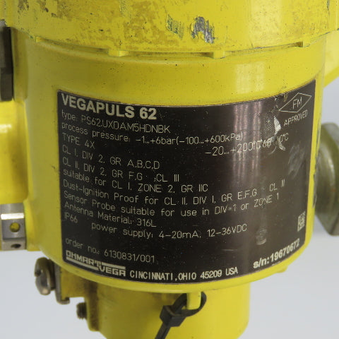 Vega PS62.UXDAM5HDNBK Vegapuls62 Flanged Radar Level Sensor Transmitter 12-36VDC