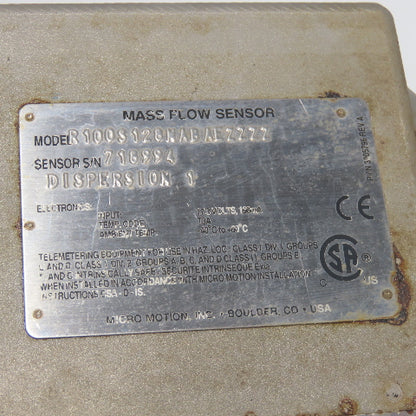 Micro Motion R100S128NABAEZZZZ Mass Flow Sensor 1450PSIG Tube -50 to 125°C