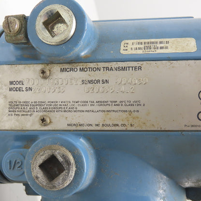 Micro Motion T050T613SCAUEZZZZ 2700111ABUEZZZ Mass Flow Sensor & Transmitter