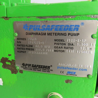 Pulsafeeder 7120-S-AP 1HP Diaphragm Metering Pump 62GPH 3PH & Conoflow Actuator