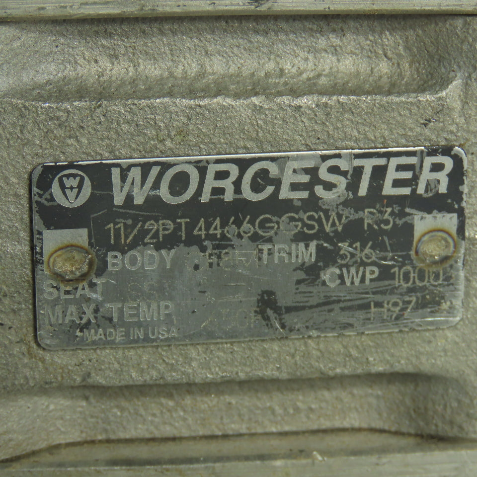 Worcester PT4466GGSW 1-1/2" Ball Valve CF8M Trim 316 Seat SS CWP1000