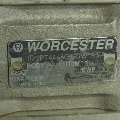 Worcester PT4466GGSW 1-1/2" Ball Valve CF8M Trim 316 Seat SS CWP1000