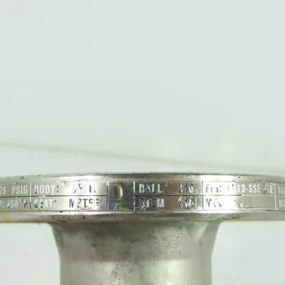 Velan 00313-SSE 1" Stainless Steel Flanged Ball Valve 275PSIG CF8M 316 MPTFE