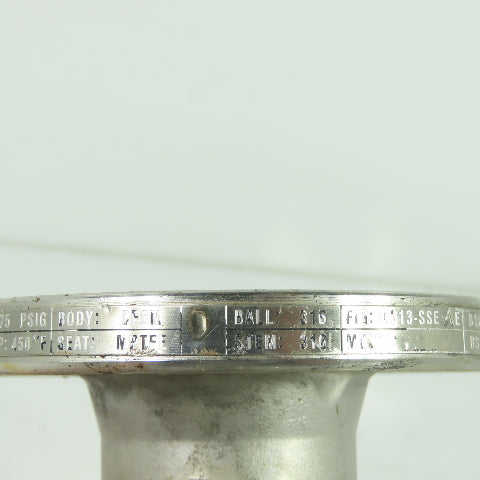 Velan 00313-SSE 1" Stainless Steel Flanged Ball Valve 275PSIG CF8M 316 MPTFE