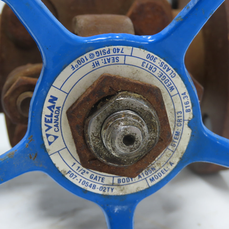 Velan F07-1054B-02TY 1-1/2" Gate Valve A105N 740PSIG Class 300 Seat HF