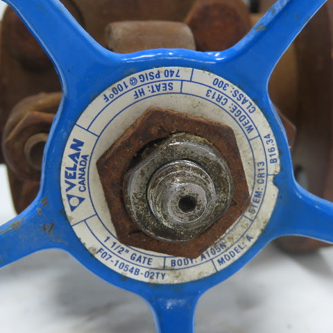 Velan F07-1054B-02TY 1-1/2" Gate Valve A105N 740PSIG Class 300 Seat HF