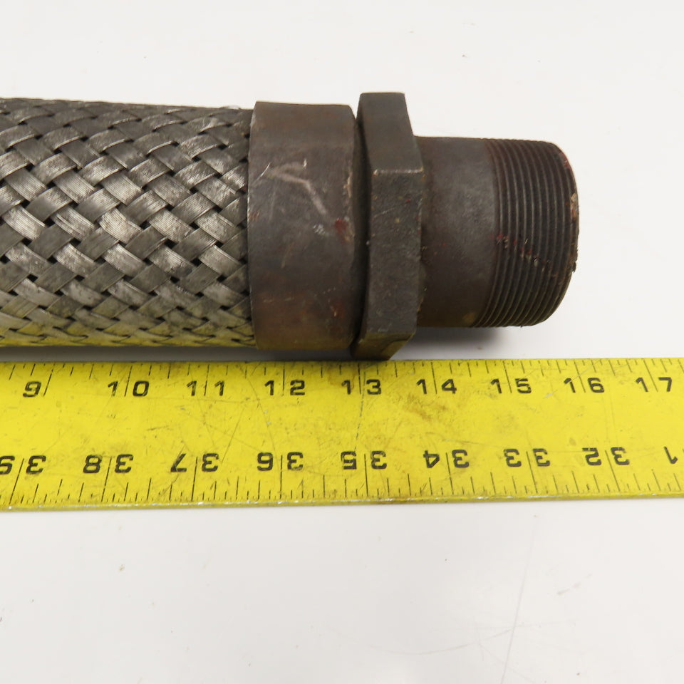 2" NPT Male Stainless Steel Braided Flexible Hose Expansion Joint 19-1/4"
