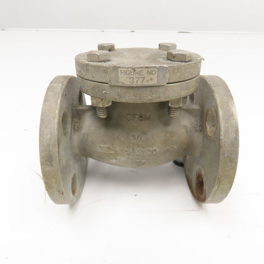 Aloyco Fig 377 3/4" Stainless Steel Flange Mount Swing Check Valve #150