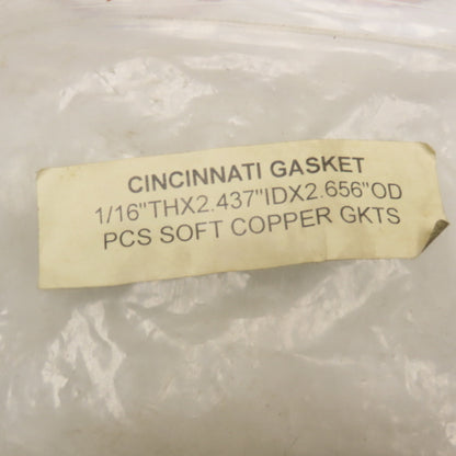 Cincinnati Gasket 1/16" x 2.437" x 2.656" OD Soft Copper Gasket Lot Of 11