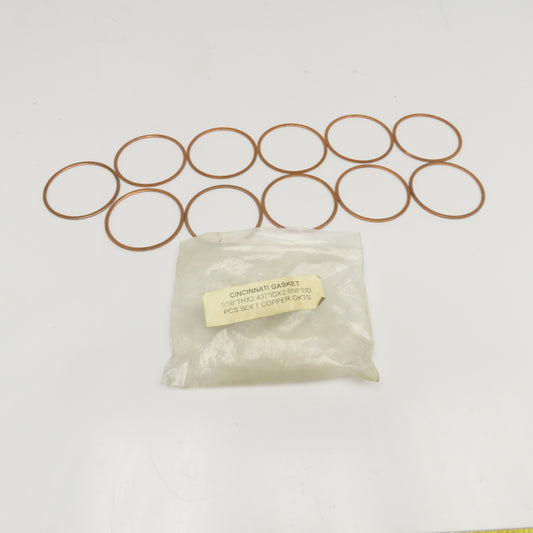 Cincinnati Gasket 1/16" x 2.437" x 2.656" OD Soft Copper Gasket Lot Of 11