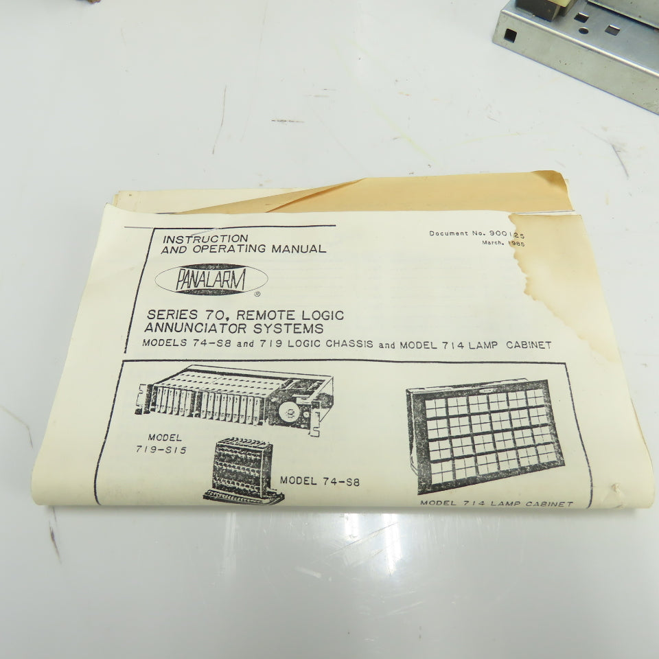 Panalarm 74-S8 719-S15 Remote Logic Annunciator System W/ 70-TFS17/70-FP2 Cards