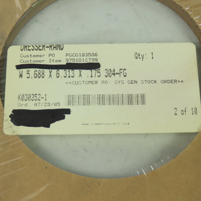 Dresser-Rand 9791D1CT99 W 5.688 x 6.313 x .175 304-FG Gasket