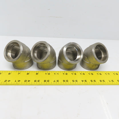 1-1/2" Socket Weld 45° Elbow 304 Stainless Steel Lot of 4