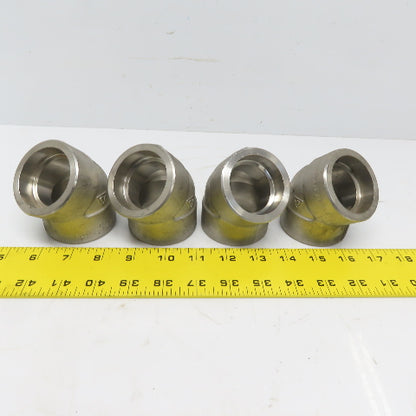 1-1/2" Socket Weld 45° Elbow 304 Stainless Steel Lot of 4