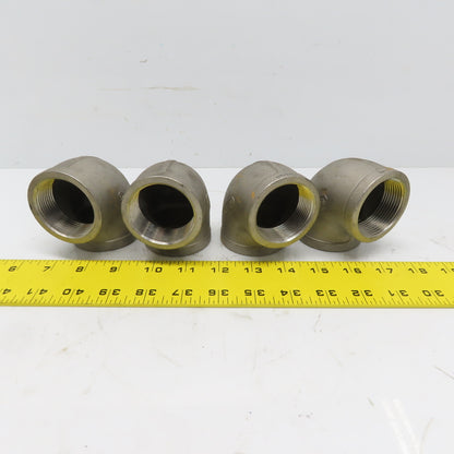 1-1/2" FNPT 90° Elbow 304 Stainless Steel Class 150 Lot of 4