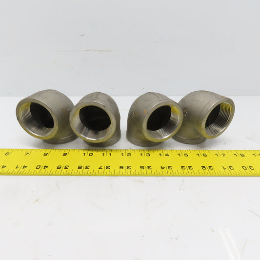 1-1/2" FNPT 90° Elbow 304 Stainless Steel Class 150 Lot of 4
