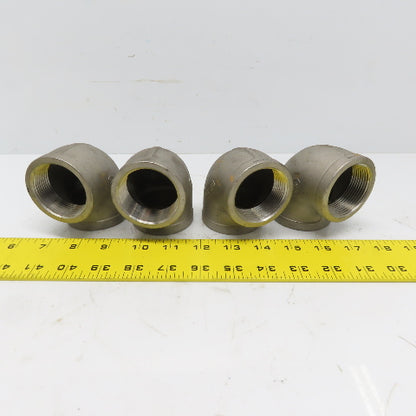1-1/2" FNPT 90° Elbow 304 Stainless Steel Class 150 Lot of 4