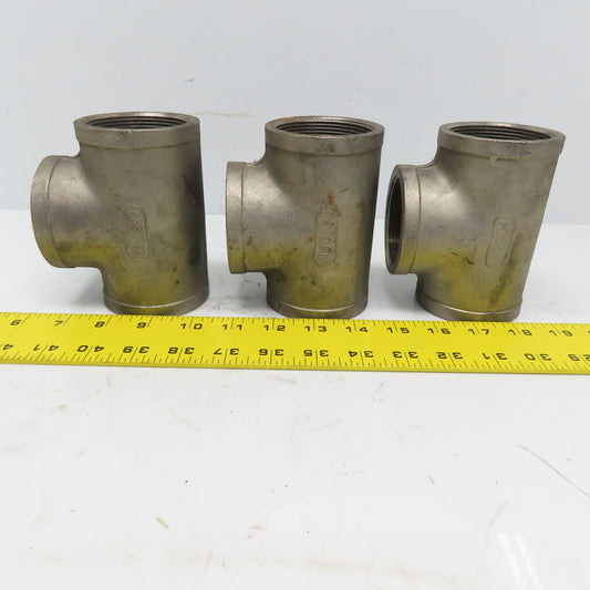2" FNPT Tee 304 Stainless Steel Class 150 Lot of 3
