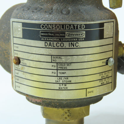 Consolidated Dalco Dresser 1543D Safety Relief Valve 1/2" 15 PSI Set