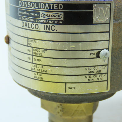Consolidated Dalco Dresser 1543D Safety Relief Valve 1/2" 15 PSI Set