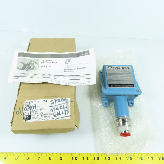 United Electric H117-174 117 Series Pressure Switch 8-200 PSI NEW