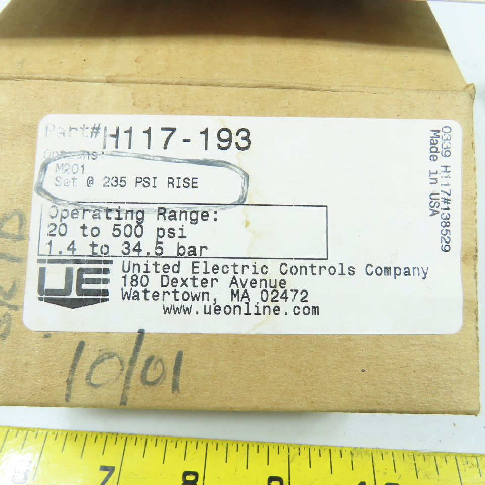 United Electric H117-193 117 Series Pressure Switch 20-500PSI NEW